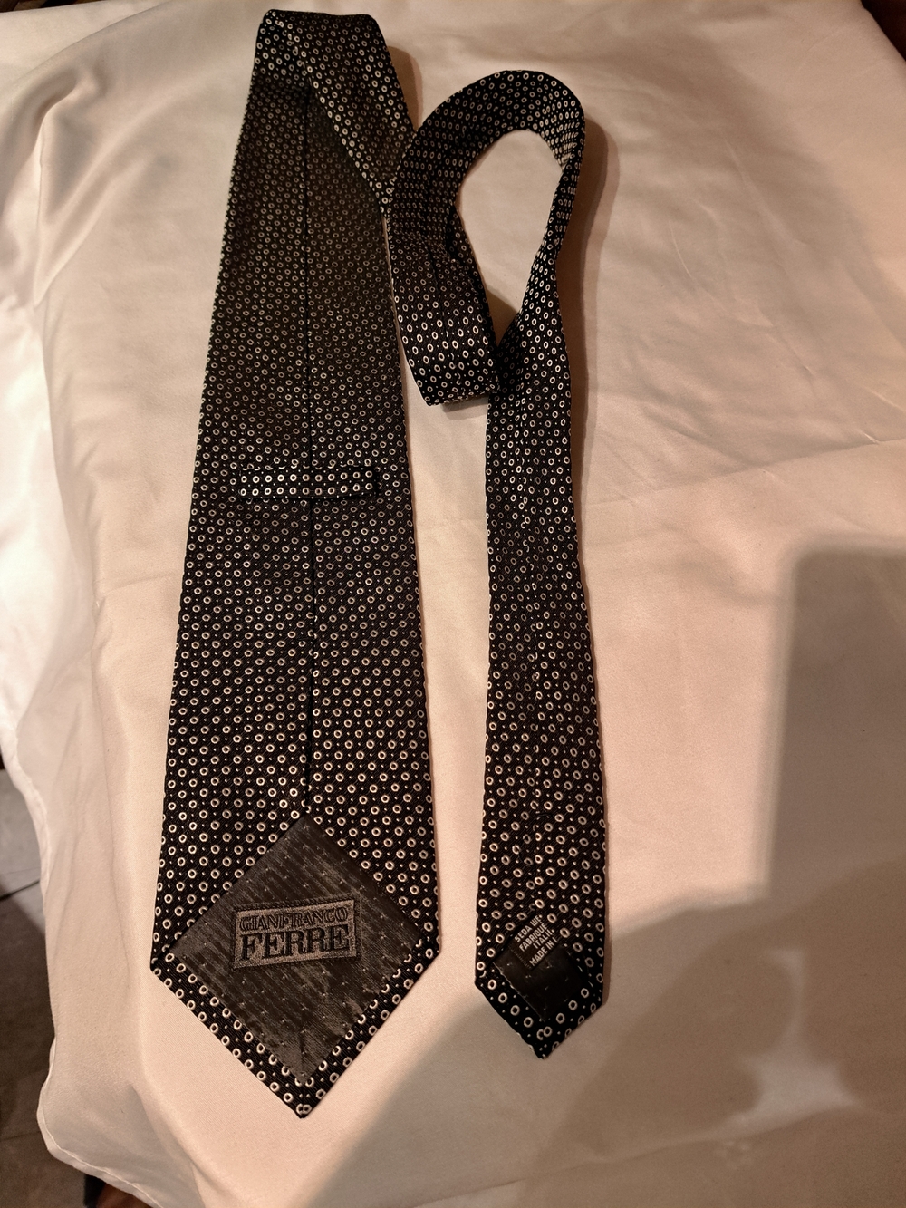 Gianfranco Ferre Black Patterned Silk Tie